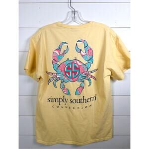 Simply Southern Colorful Crab Crew Neck Short Sleeve Graphic Tee Yellow Medium